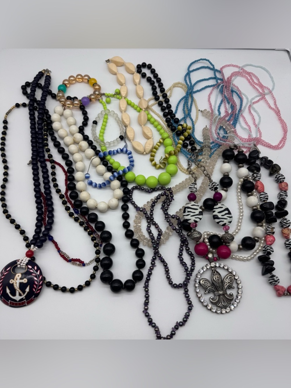 Vintage Y2K Beaded Necklace Lot Chunky Statement Jewelry Bundle